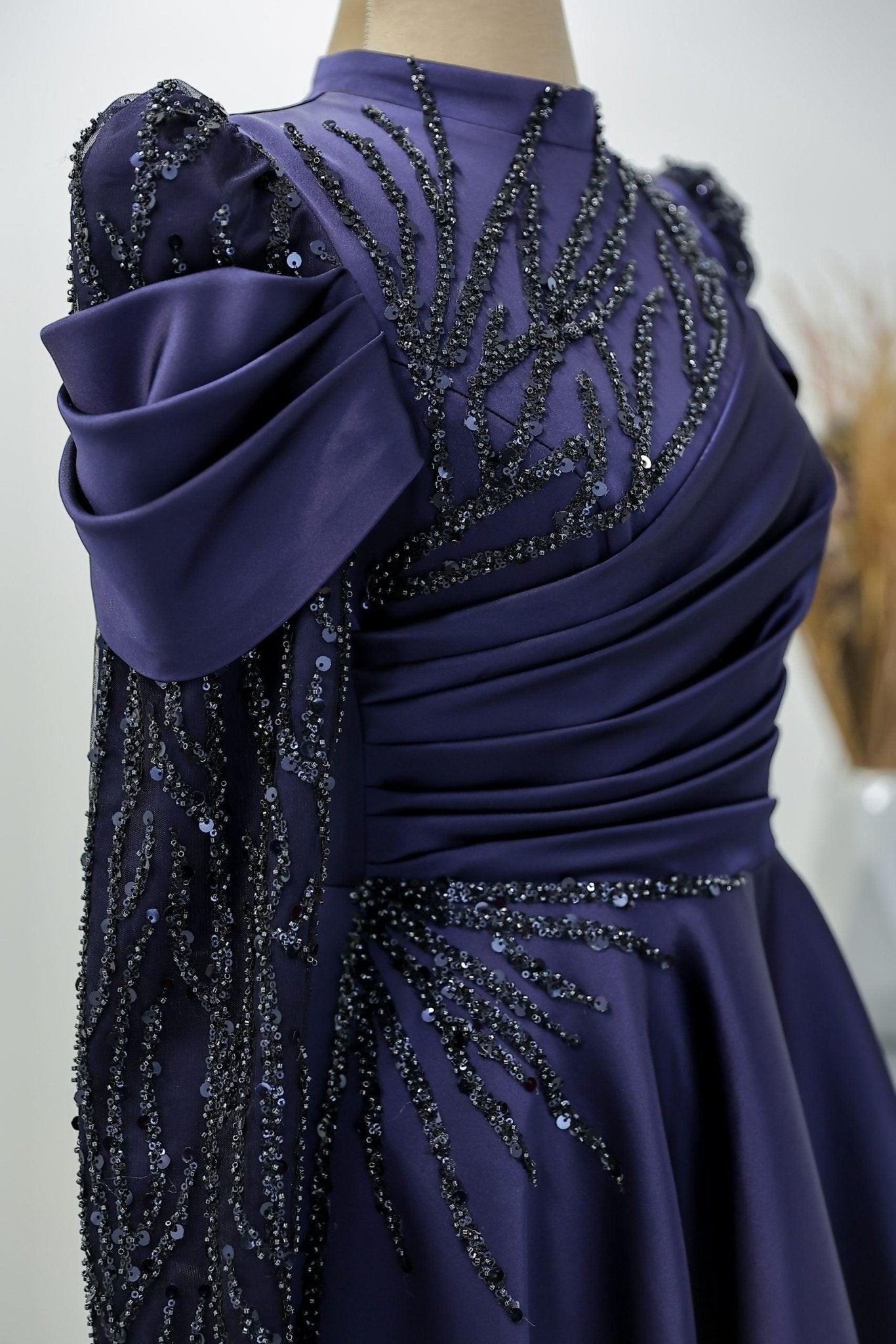 Endam Hijab Evening Dress - Navy Blue