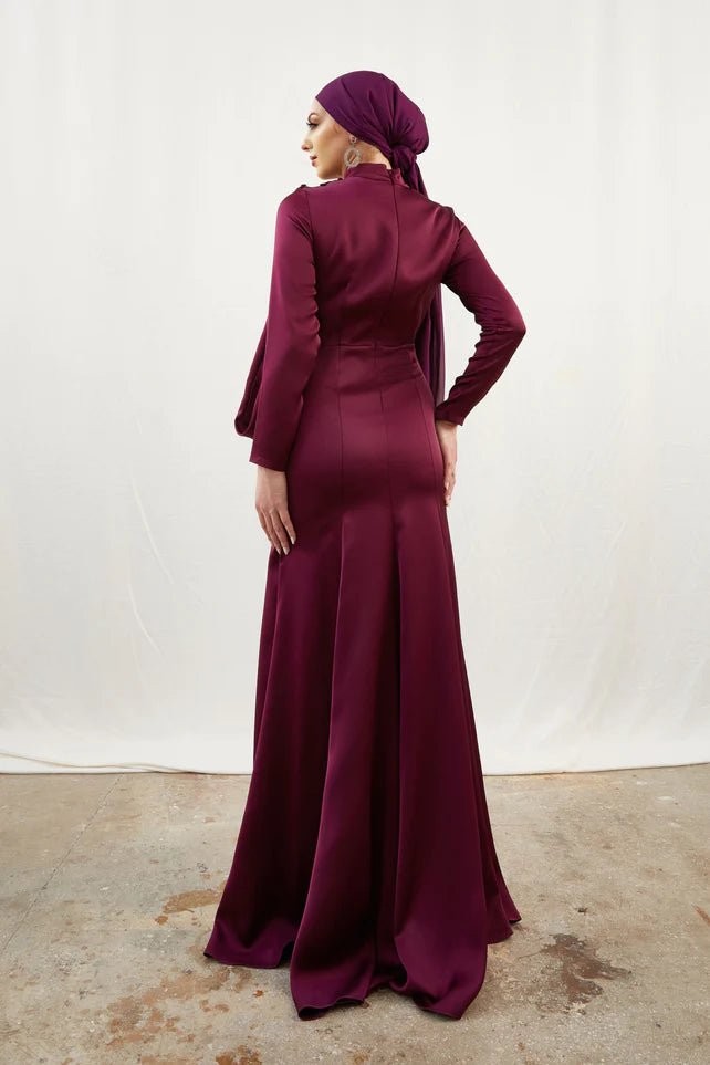 Damla Pflaumenfarbenes Hijab-Abendkleid