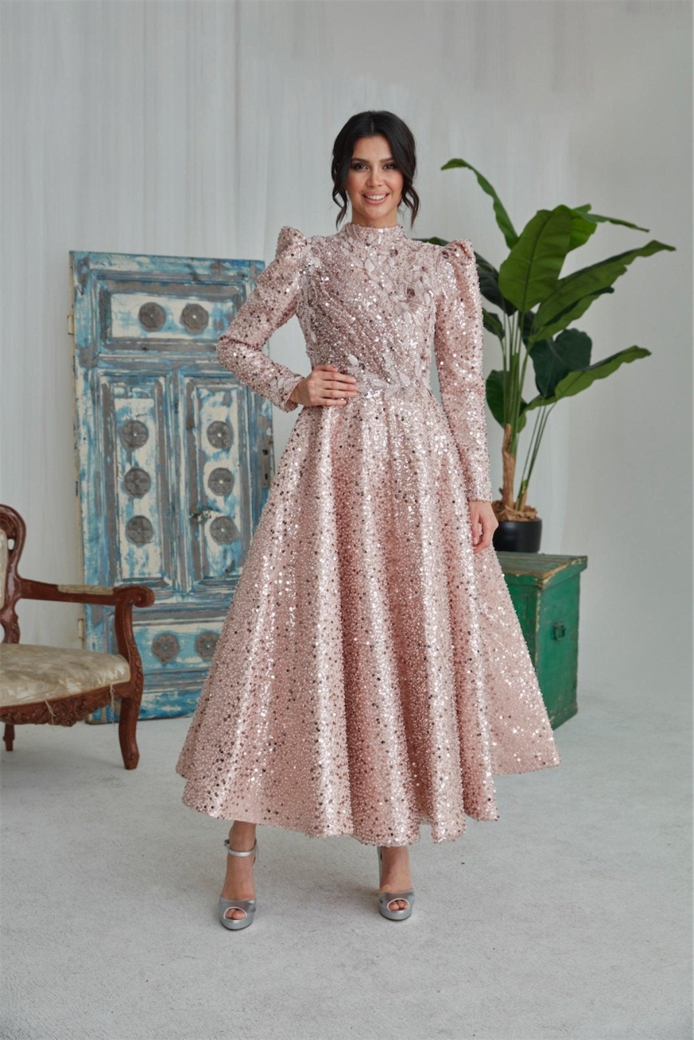 Berdis Hijab-Abendkleid – Puder