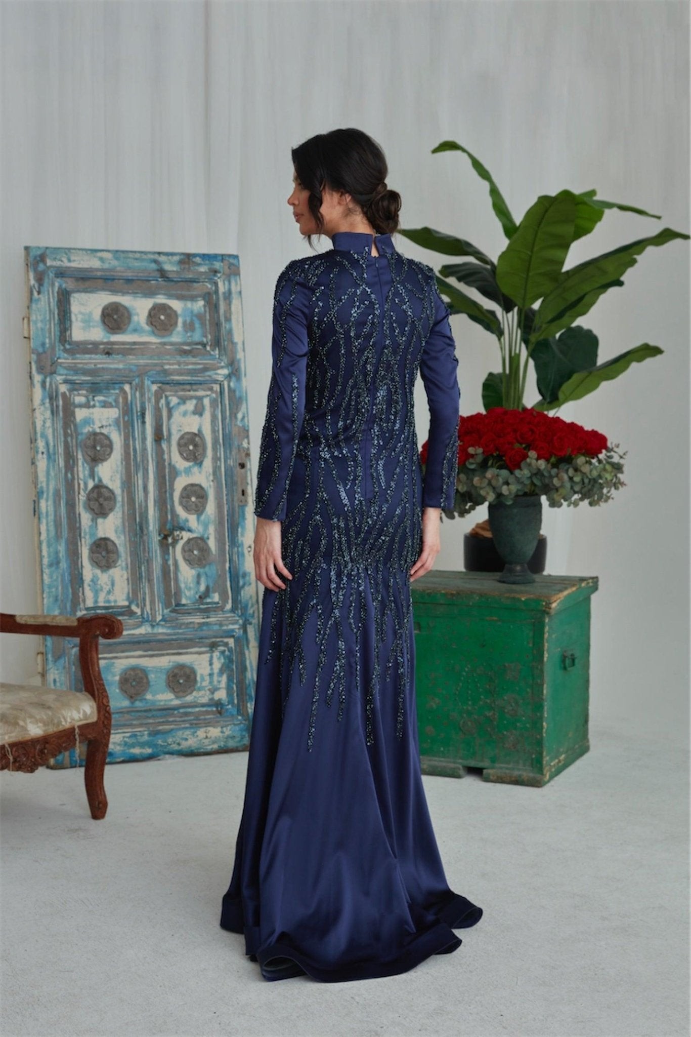 Katia Hijab-Abendkleid – Marineblau