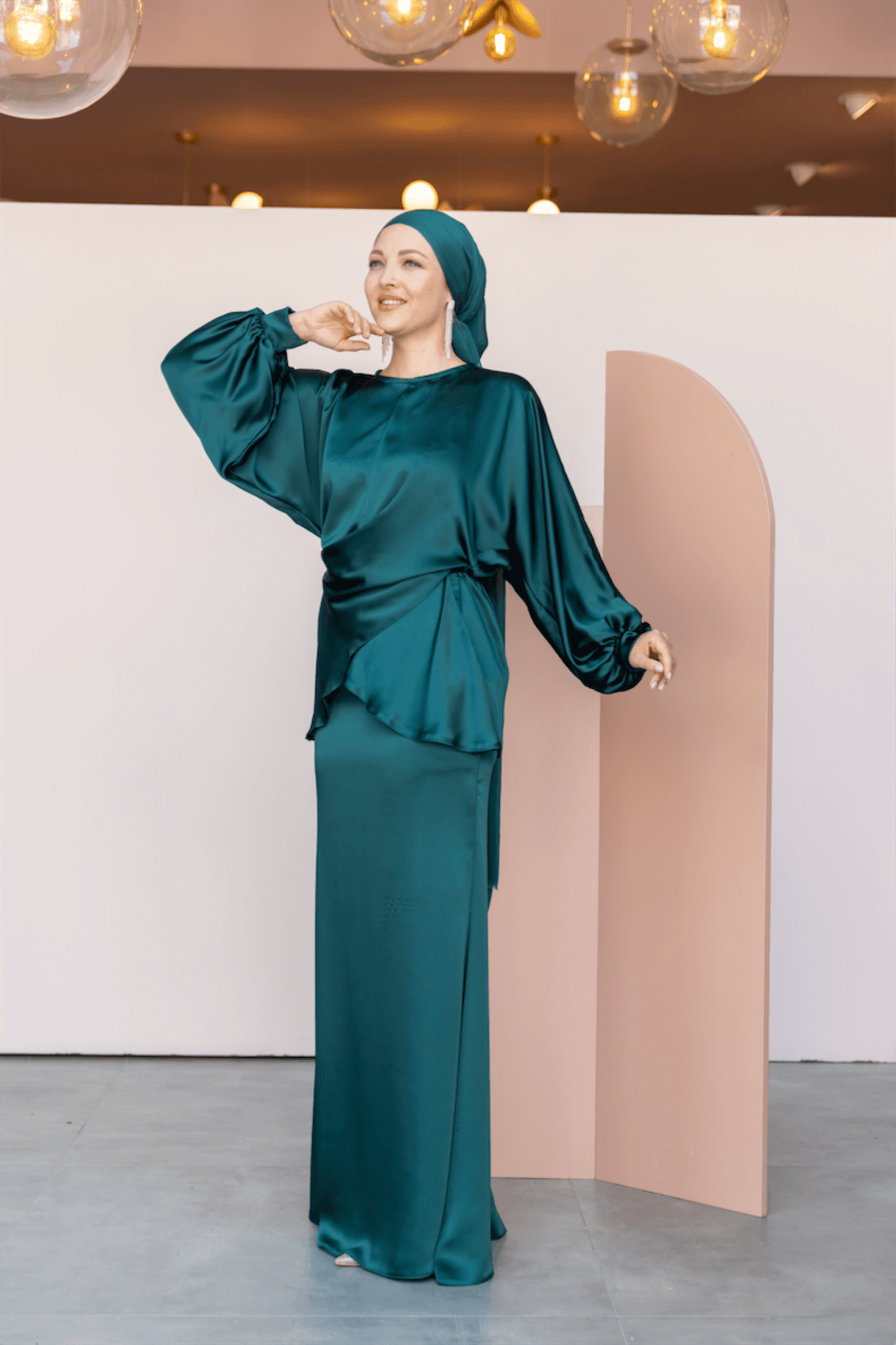 Felicita Hijab Evening Dress - Emerald Green