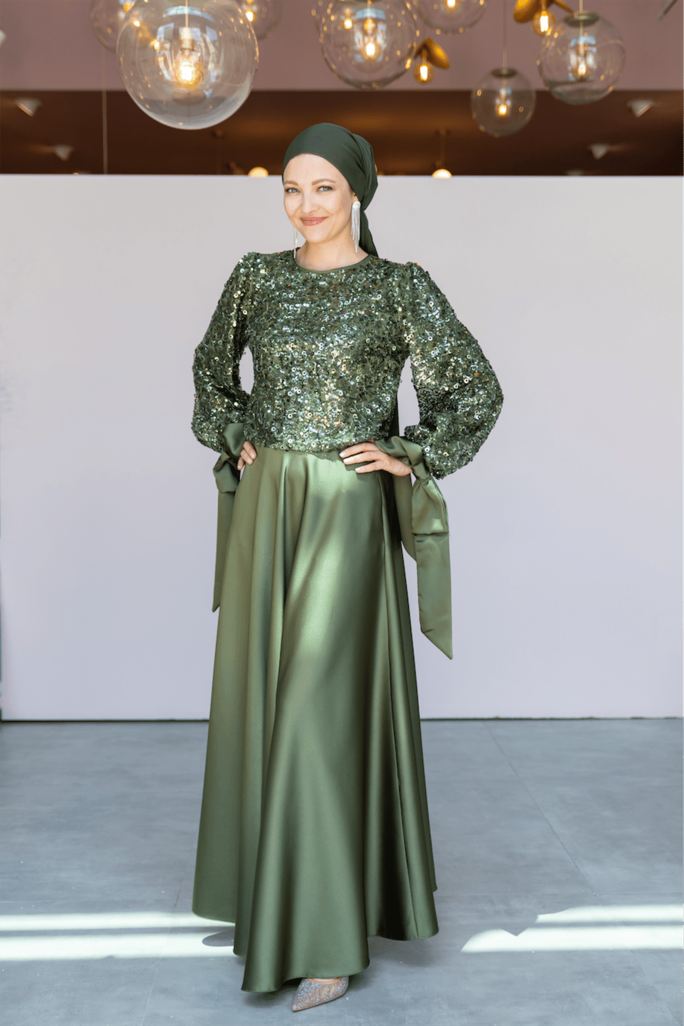 Ferce Hijab Evening Dress - Khaki