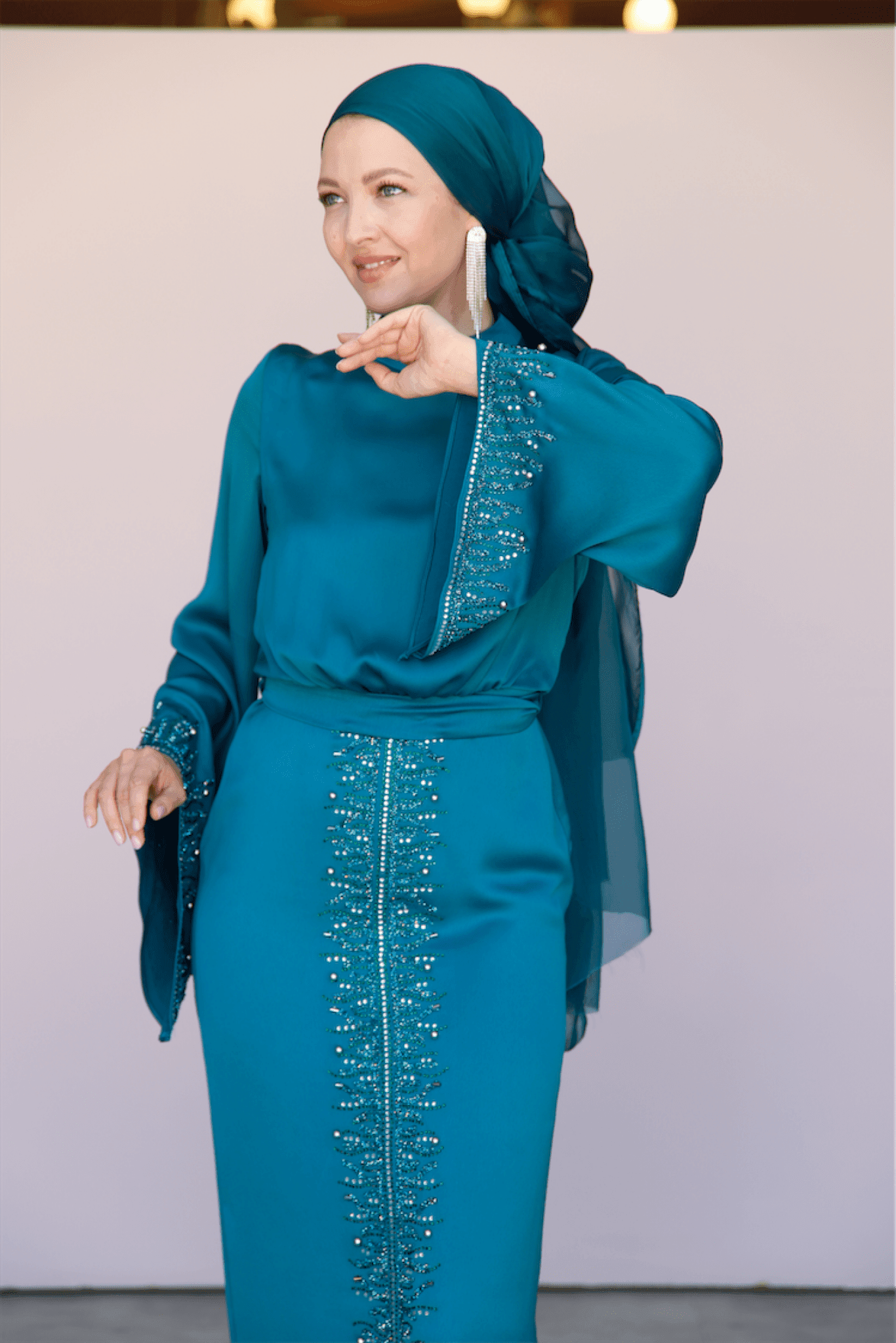 Thai Hijab Evening Dress - Petrol