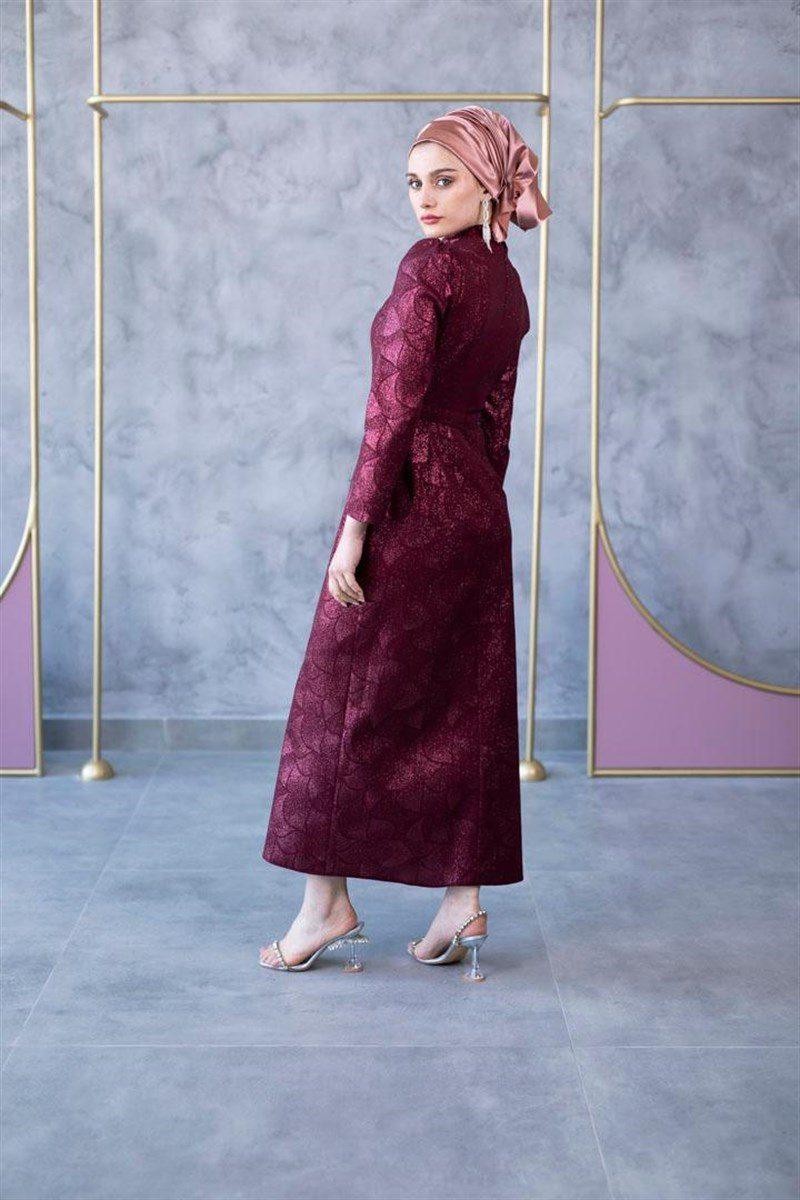 Dalya Hijab Evening Dress - Claret Red