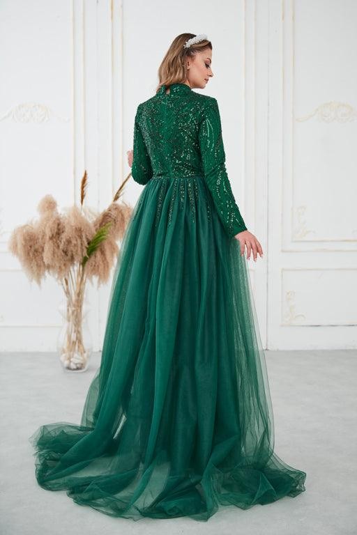 Liva Hijab Evening Dress - Emerald