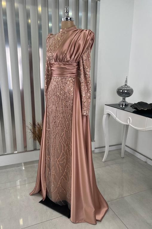 Belinay Hijab Evening Dress - Onion Skin