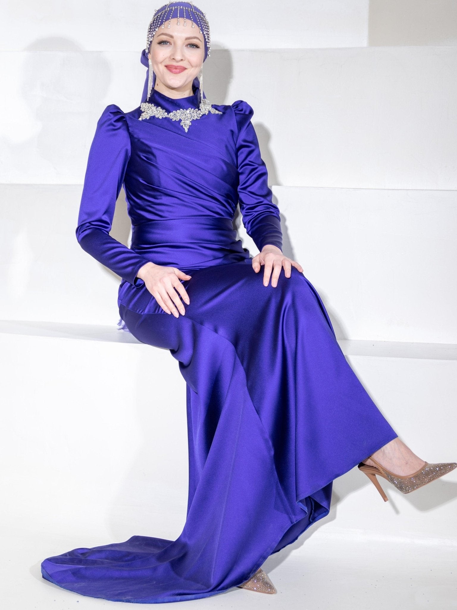 Draped Mira Hijab Evening Dress