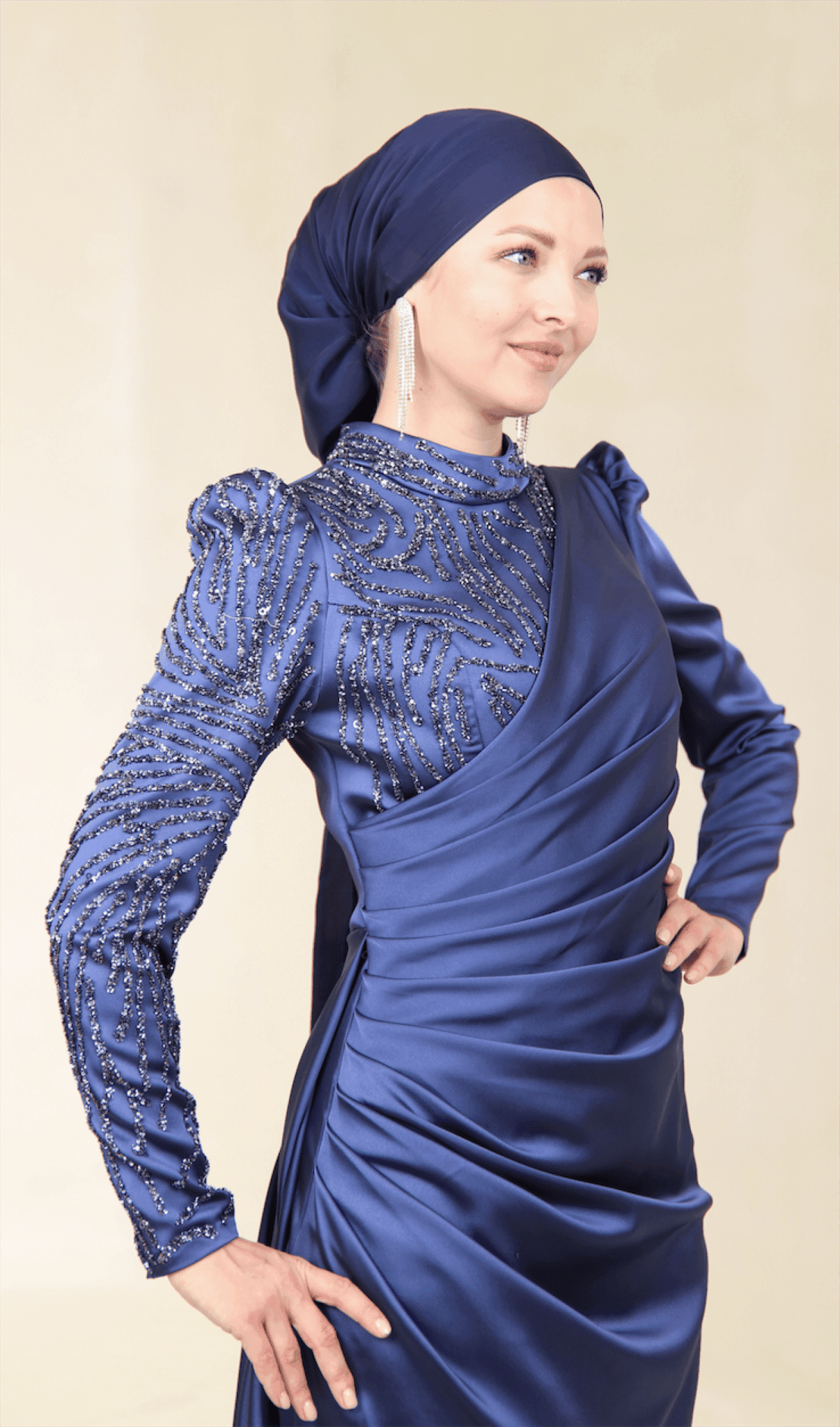 Ester Hijab Evening Dress - Indigo