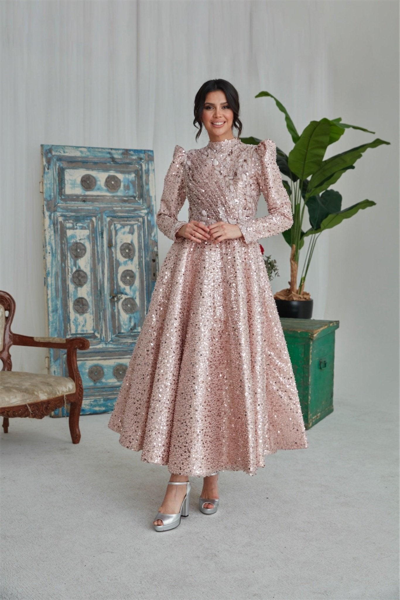 Berdis Hijab-Abendkleid – Puder