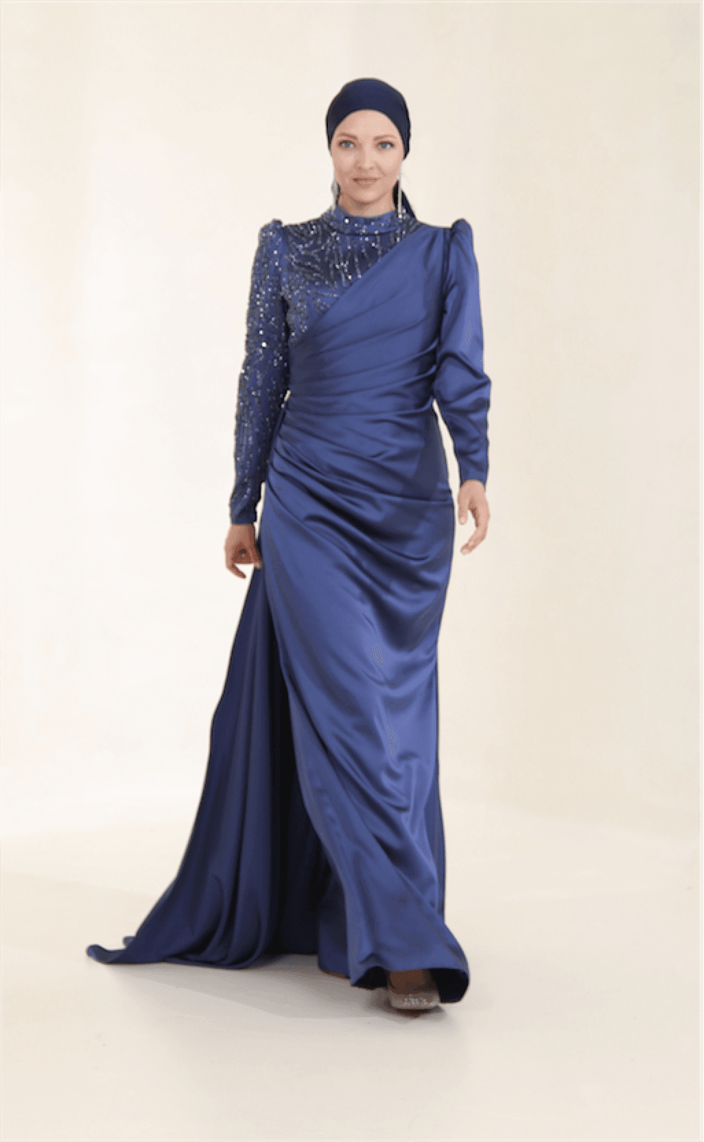 Ester Hijab Evening Dress - Indigo