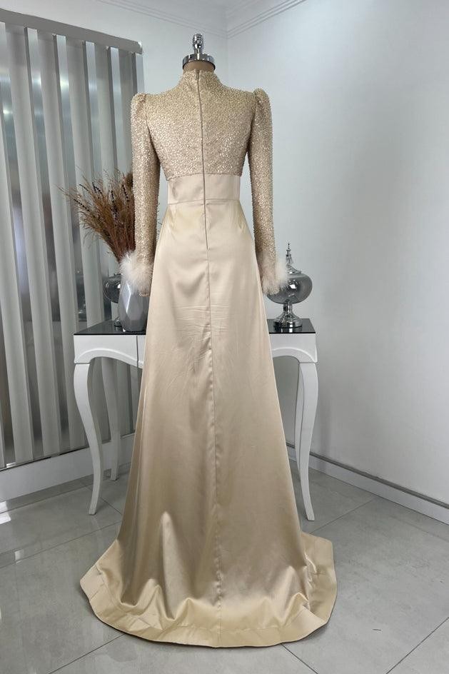 Sahra Hijab Evening Dress - Gold