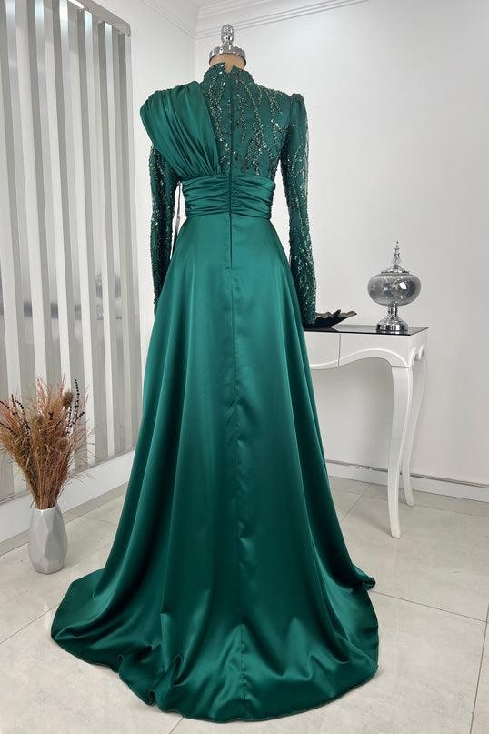 Belinay Hijab Evening Dress - Green