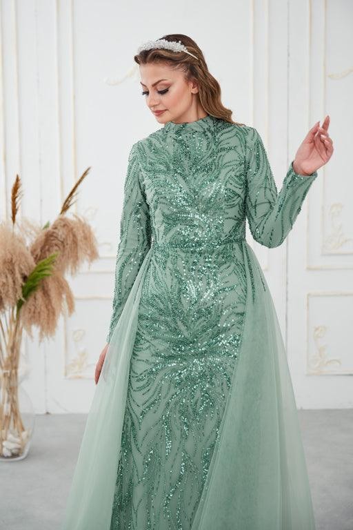 Liva Hijab Evening Dress - Mint