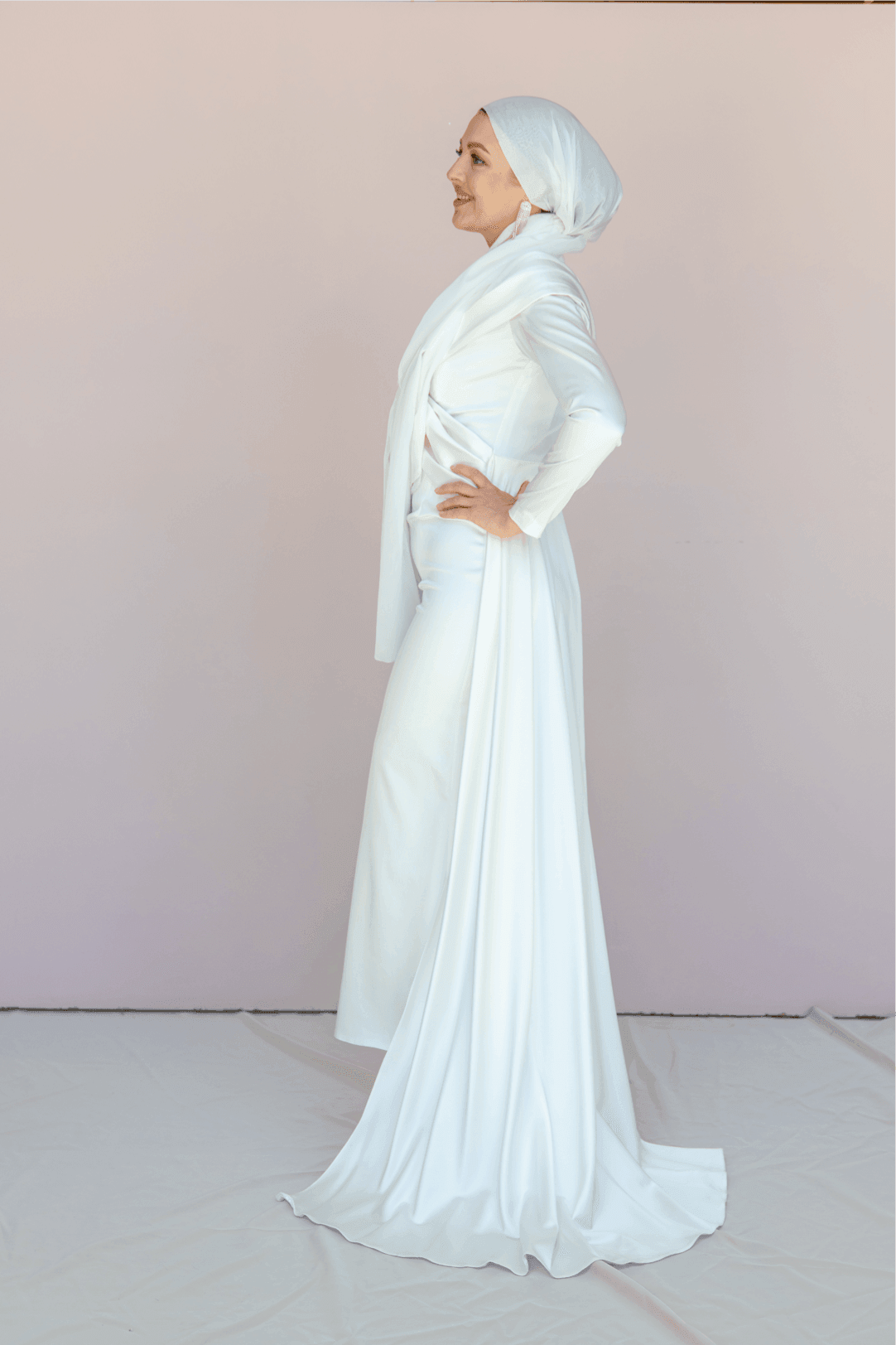 Glorinda Hijab Evening Dress - White