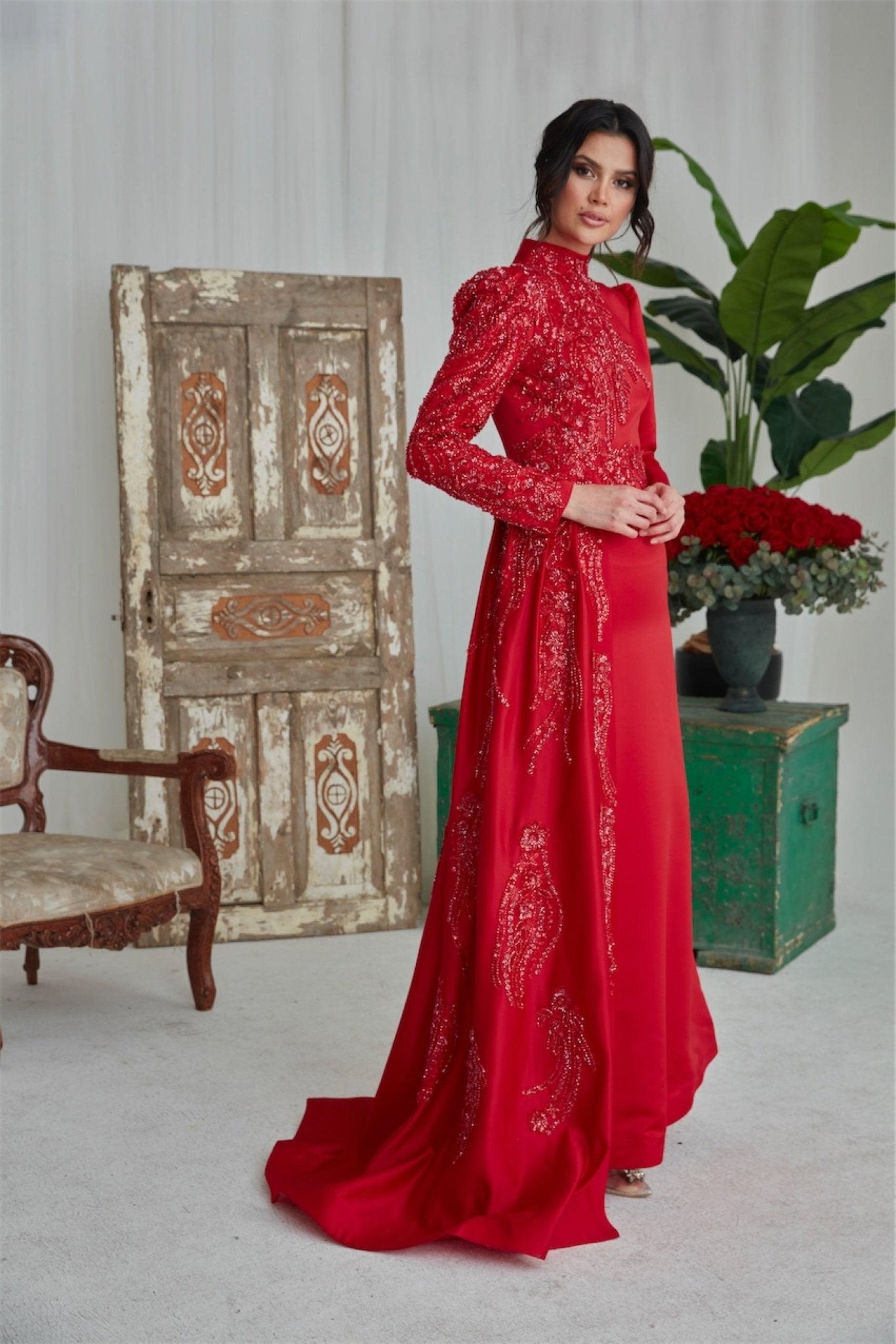 Birşah Hijab Abendkleid – Rot
