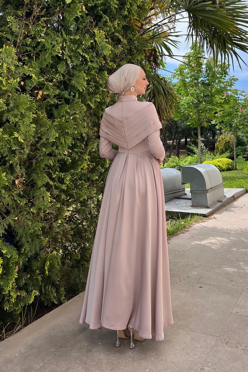 Sueda Hijab Evening Dress - Dusty Rose