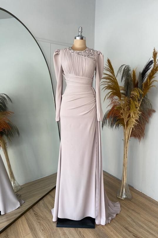 Suzanna Hijab Evening Dress - Nude