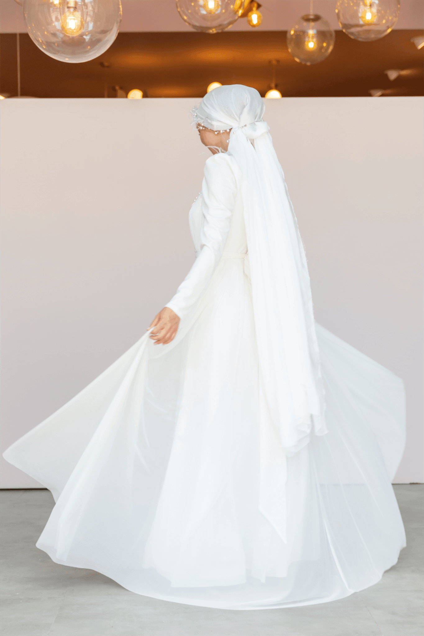 Smile Hijab Evening Dress - Ecru