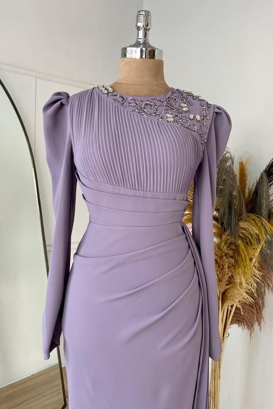 Suzanna Hijab Evening Dress - Lilac