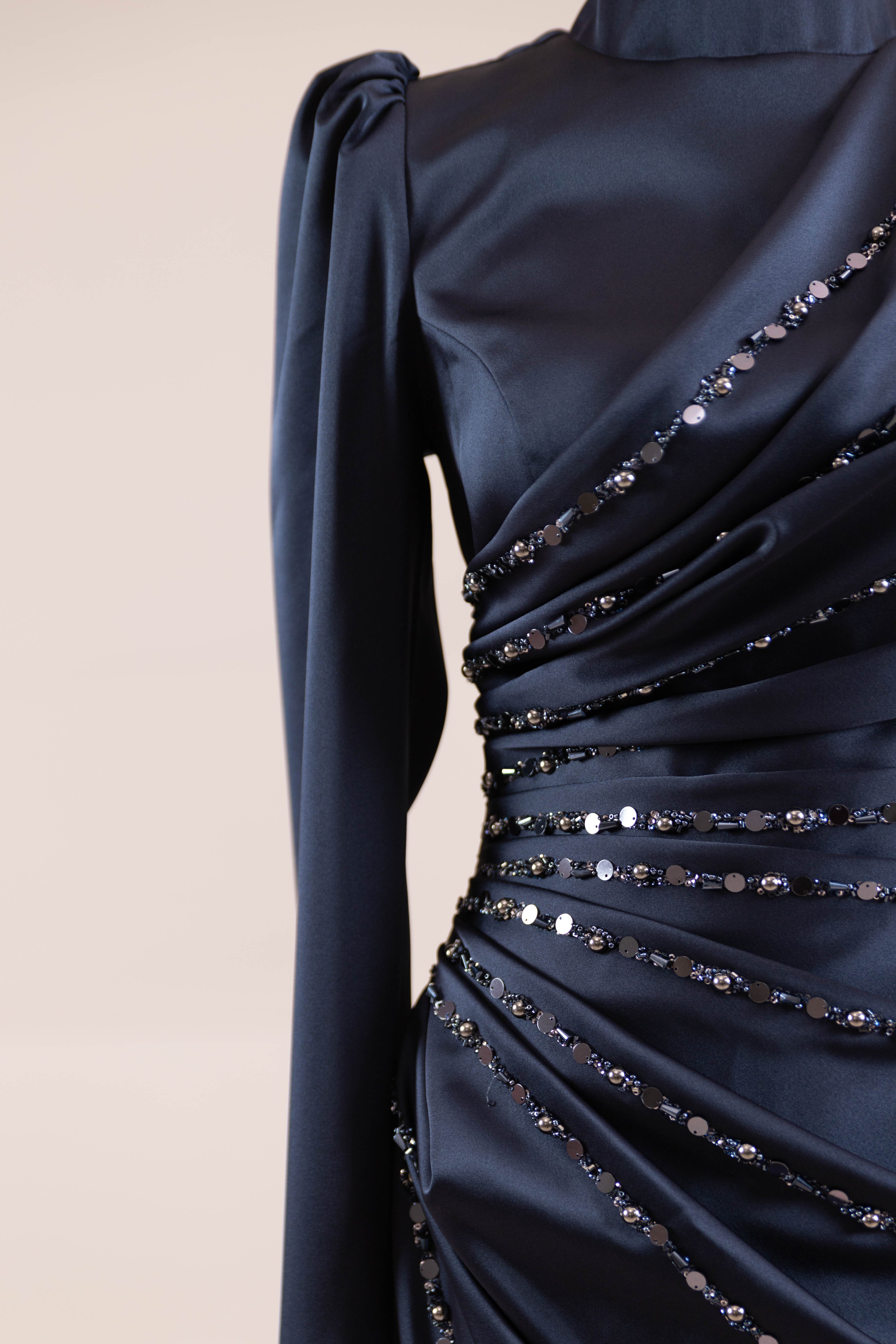 Faris Tesettür Abiye - Navy Blue