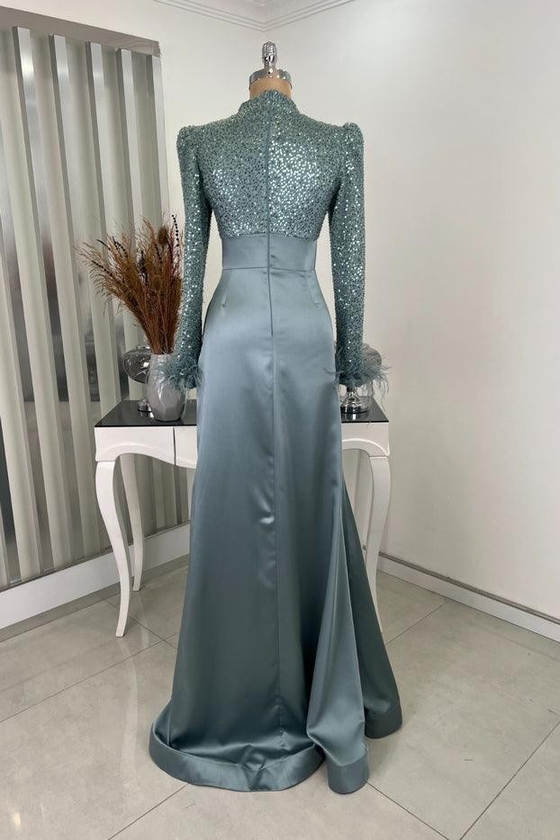 Sahra Hijab Evening Dress - Mint