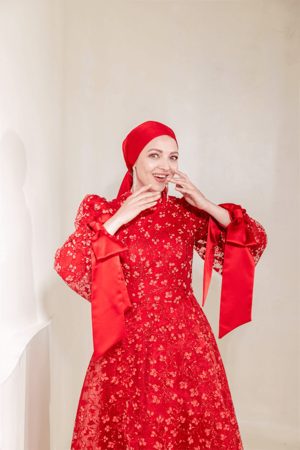 Lucetta Hijab Evening Dress - Red