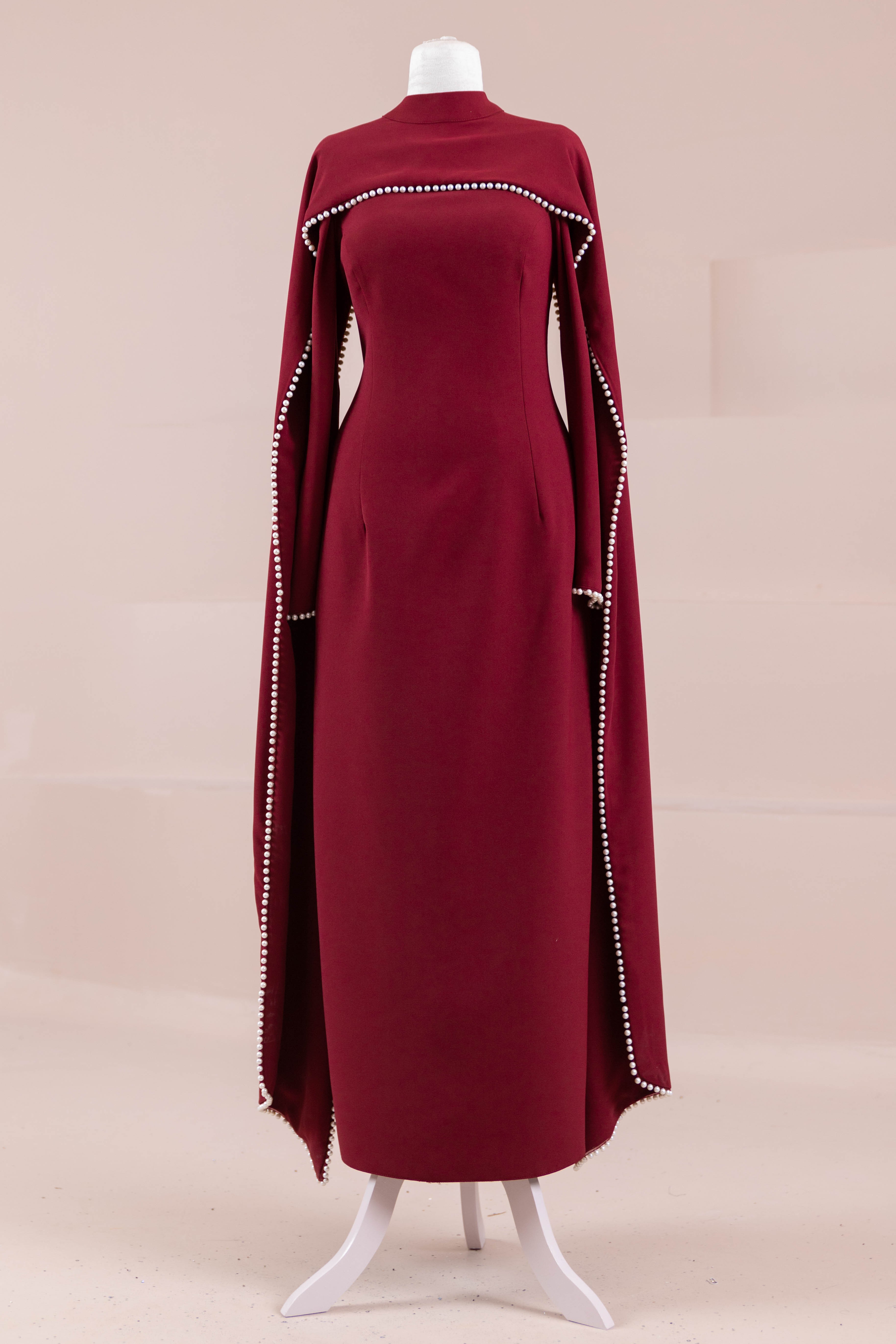 Jawhar Tesettür Abiye  - Burgundy