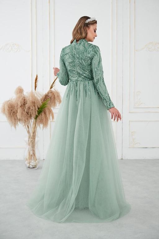 Liva Hijab Evening Dress - Mint