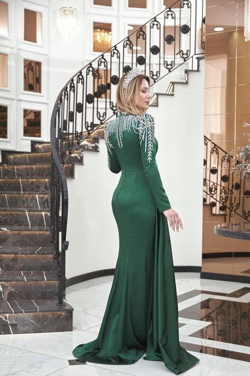 Zehra Hijab Evening Dress - Emerald