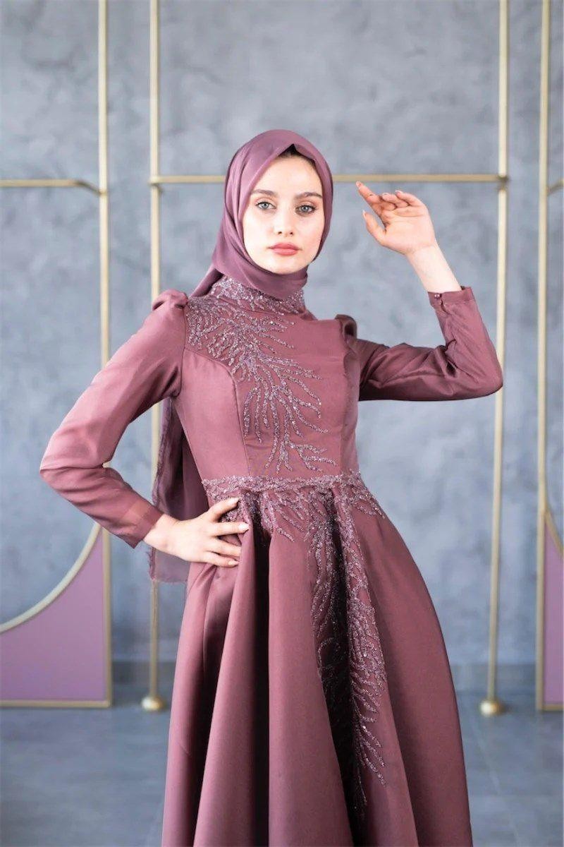 Mimosa Hijab Evening Dress - Dusty Rose