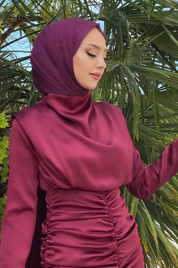 Dilara Hijab Evening Dress - Cherry