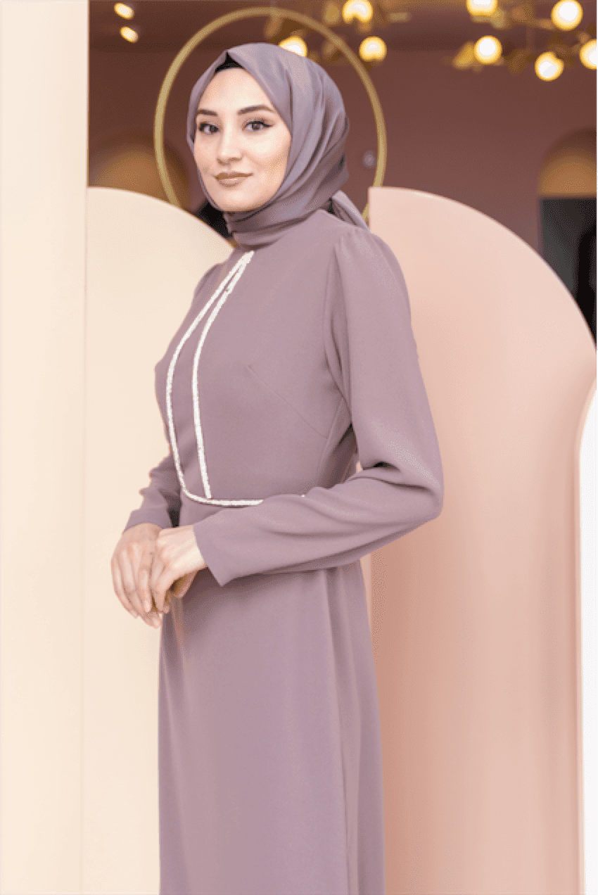 Alya Hijab Evening Dress - Brown