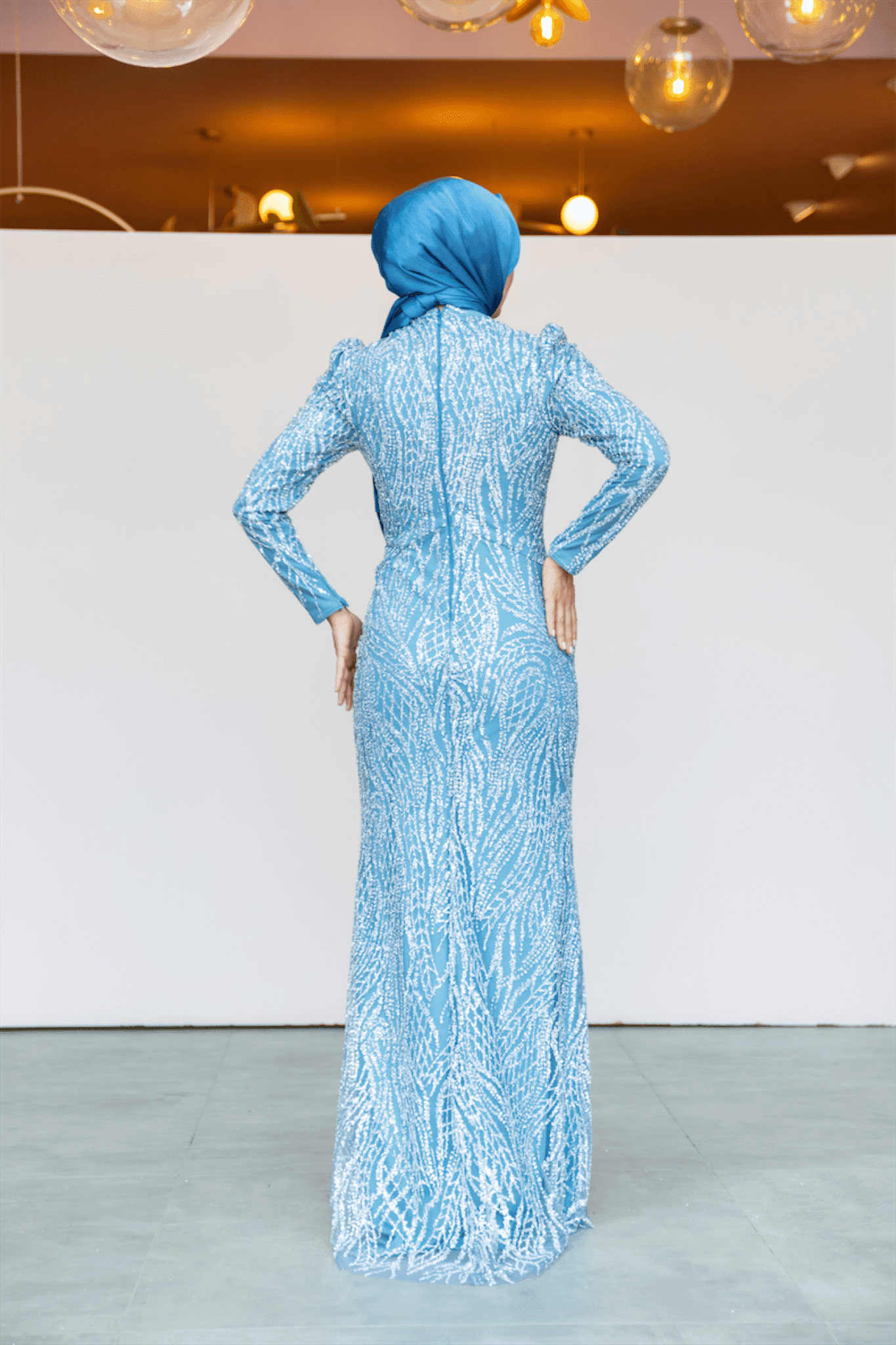 Asilen Hijab Evening Dress - Blue