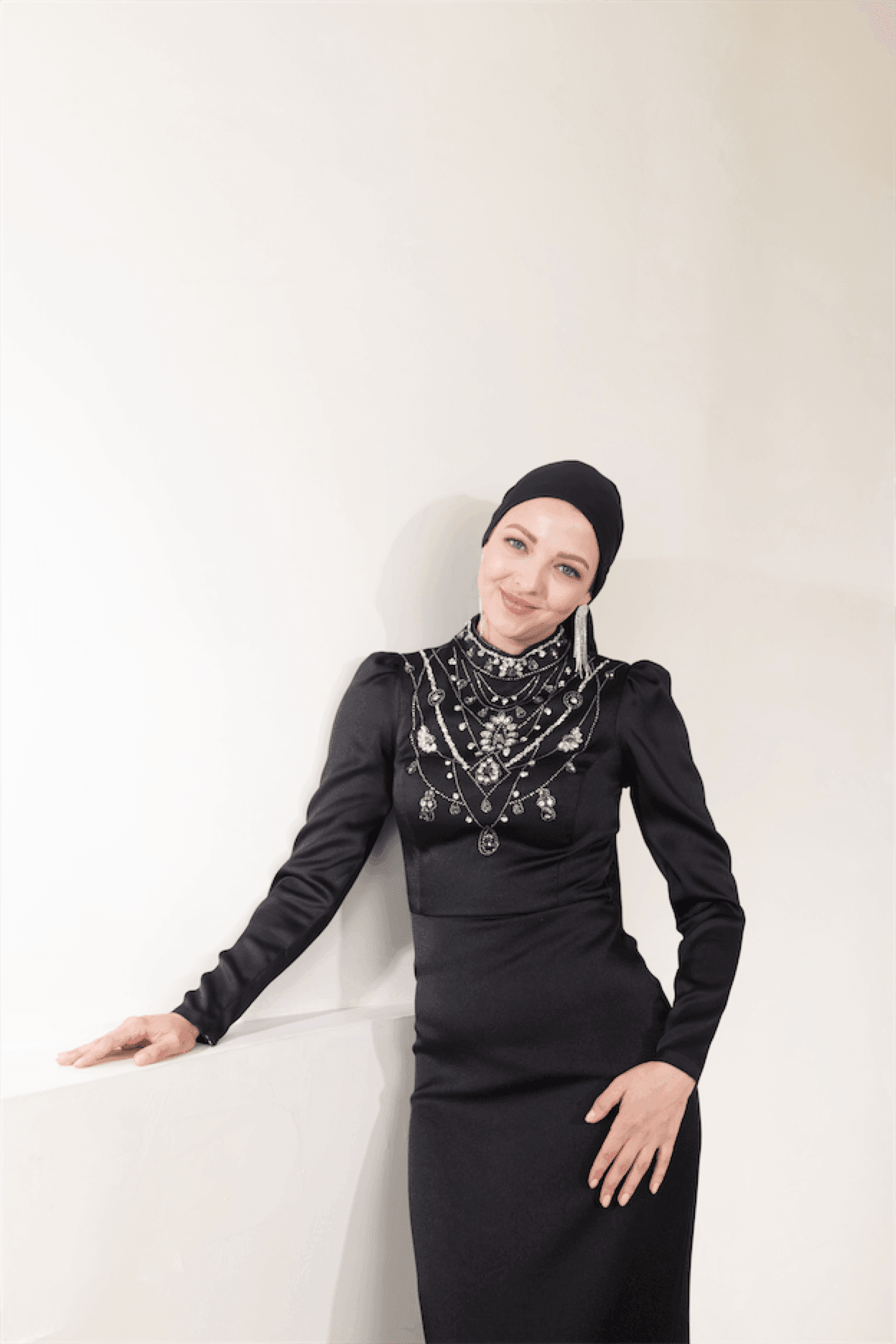 Irene Hijab Evening Dress - Black