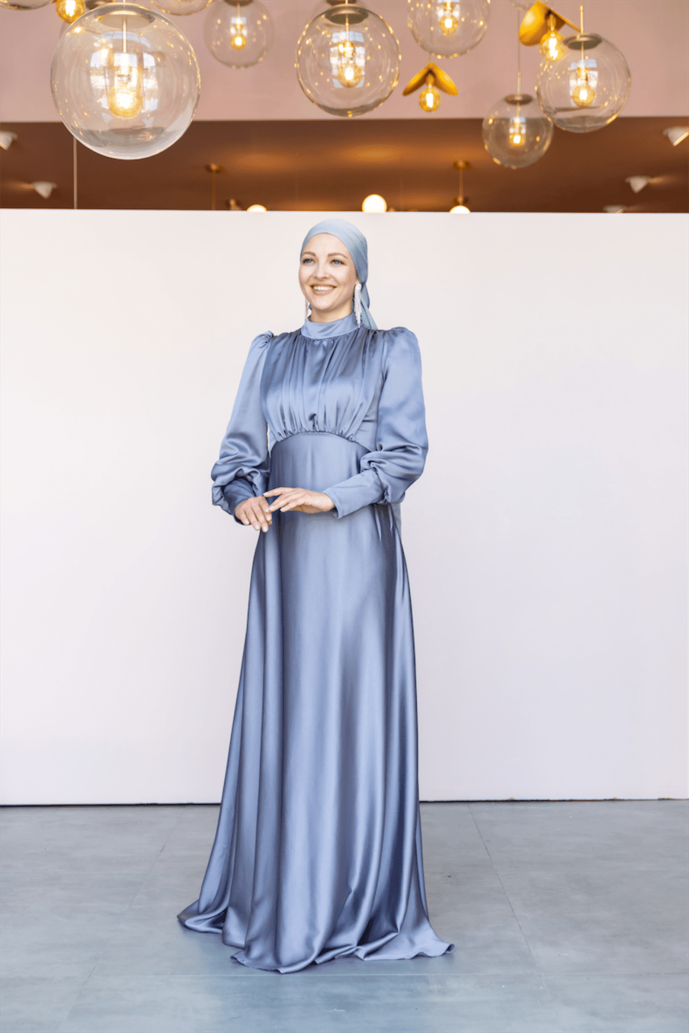 Dilay Hijab Evening Dress - Gray