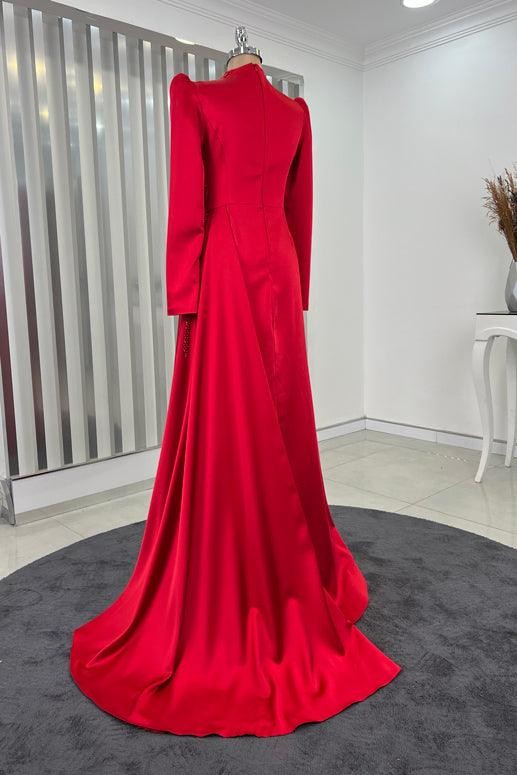 Farah Hijab Evening Dress - Red