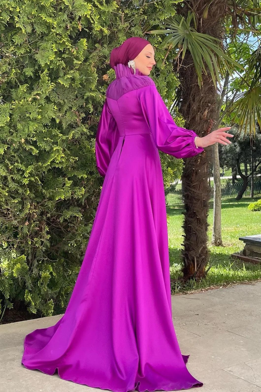 Eftelya Hijab Evening Dress - Purple