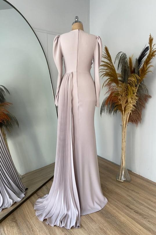 Suzanna Hijab Evening Dress - Nude