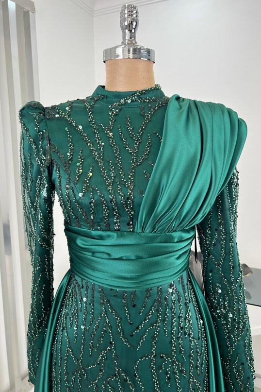 Belinay Hijab Evening Dress - Green