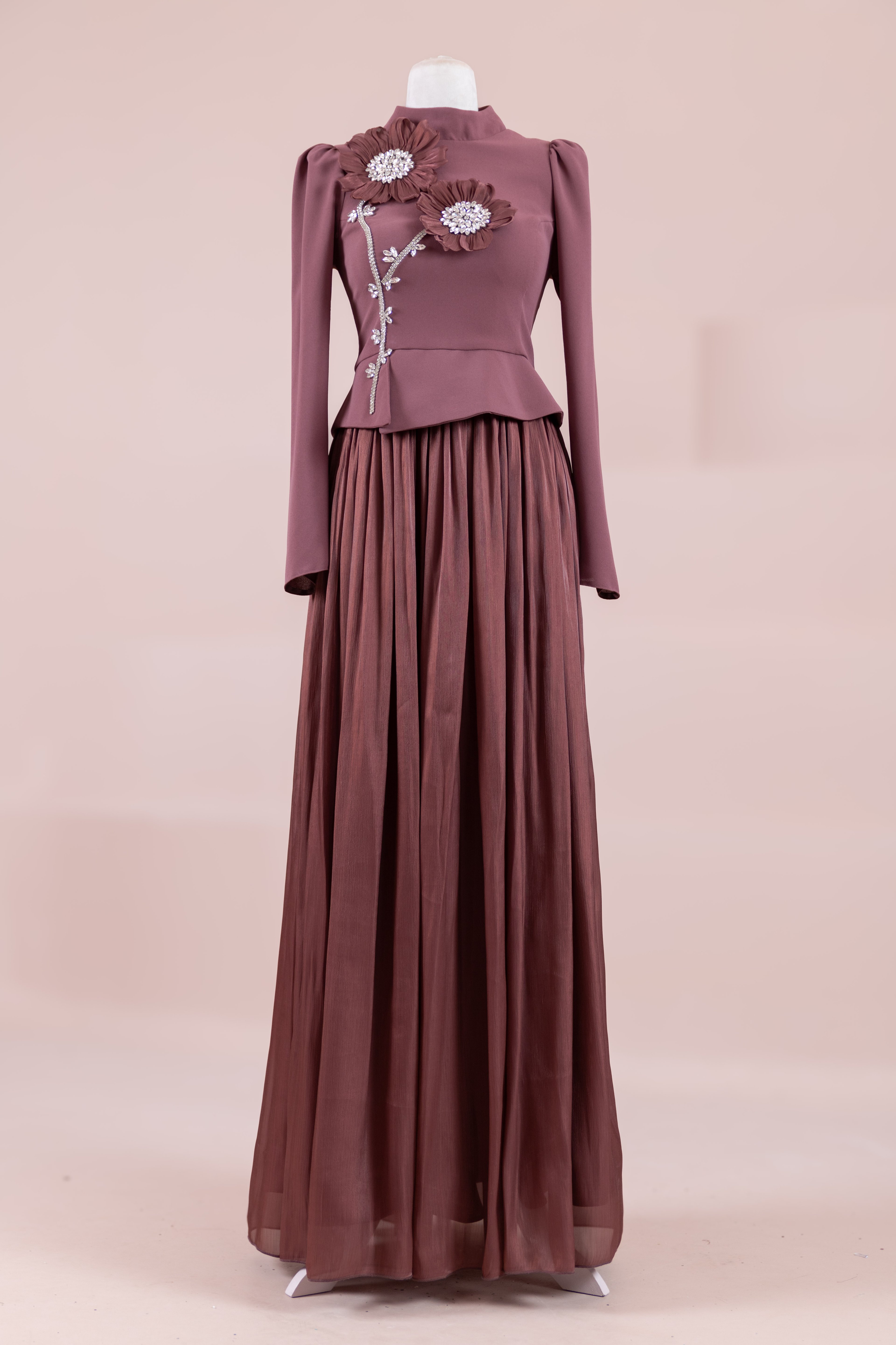 Elya Tesettür Abiye - bery burgundy