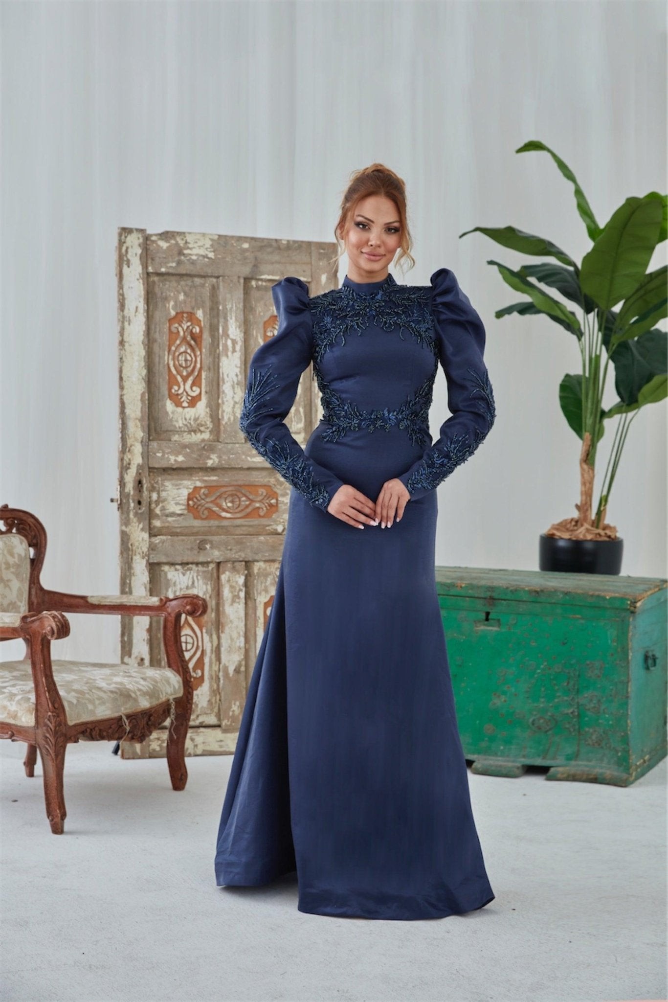 Ceylin Hijab Evening Dress - Gold
