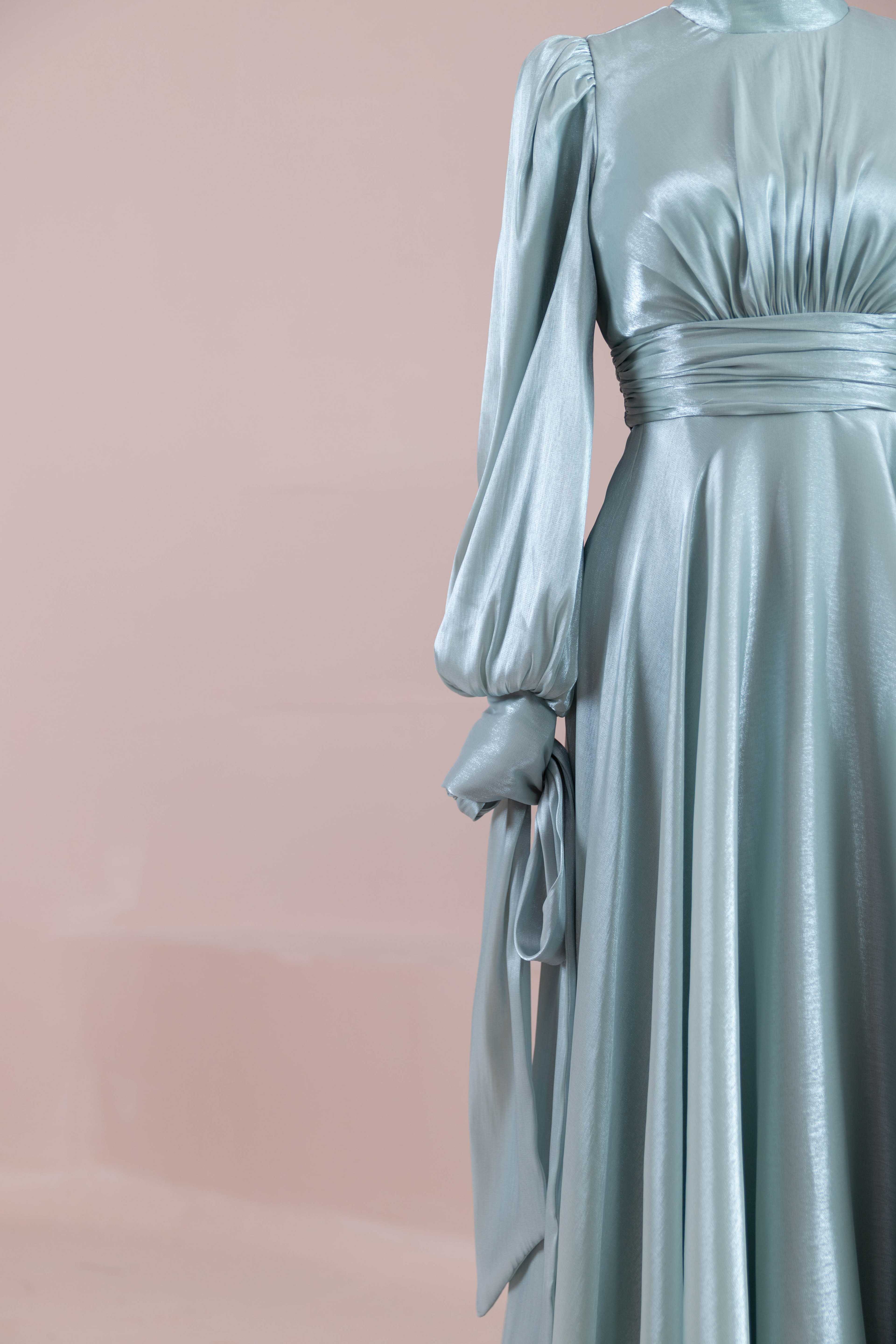 Pearl Tesettür Abiye - mint yeşili