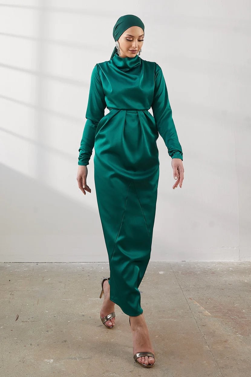 Efnan Hijab Evening Dress - Green