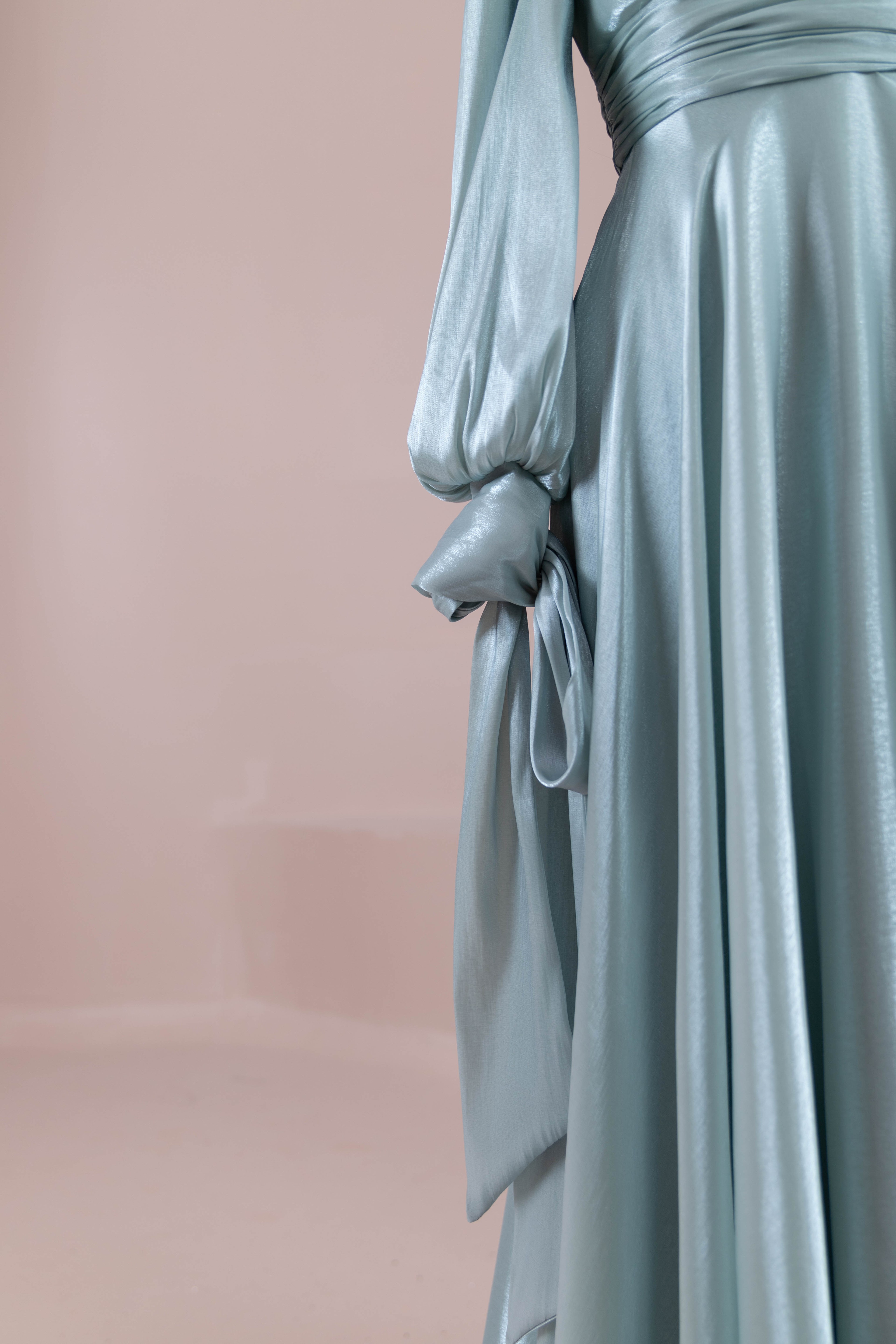 Pearl Tesettür Abiye - mint yeşili