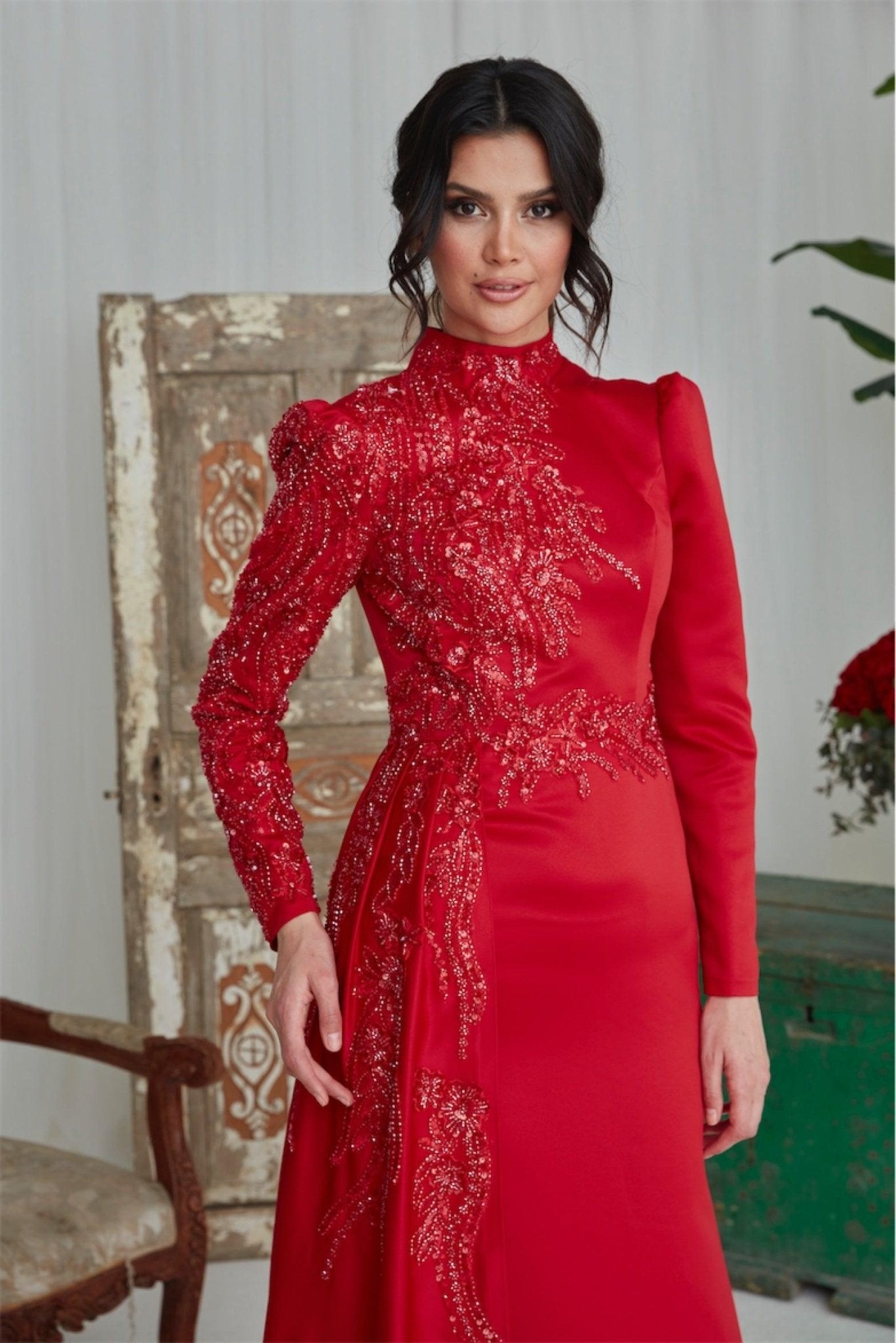 Birşah Hijab Abendkleid – Rot