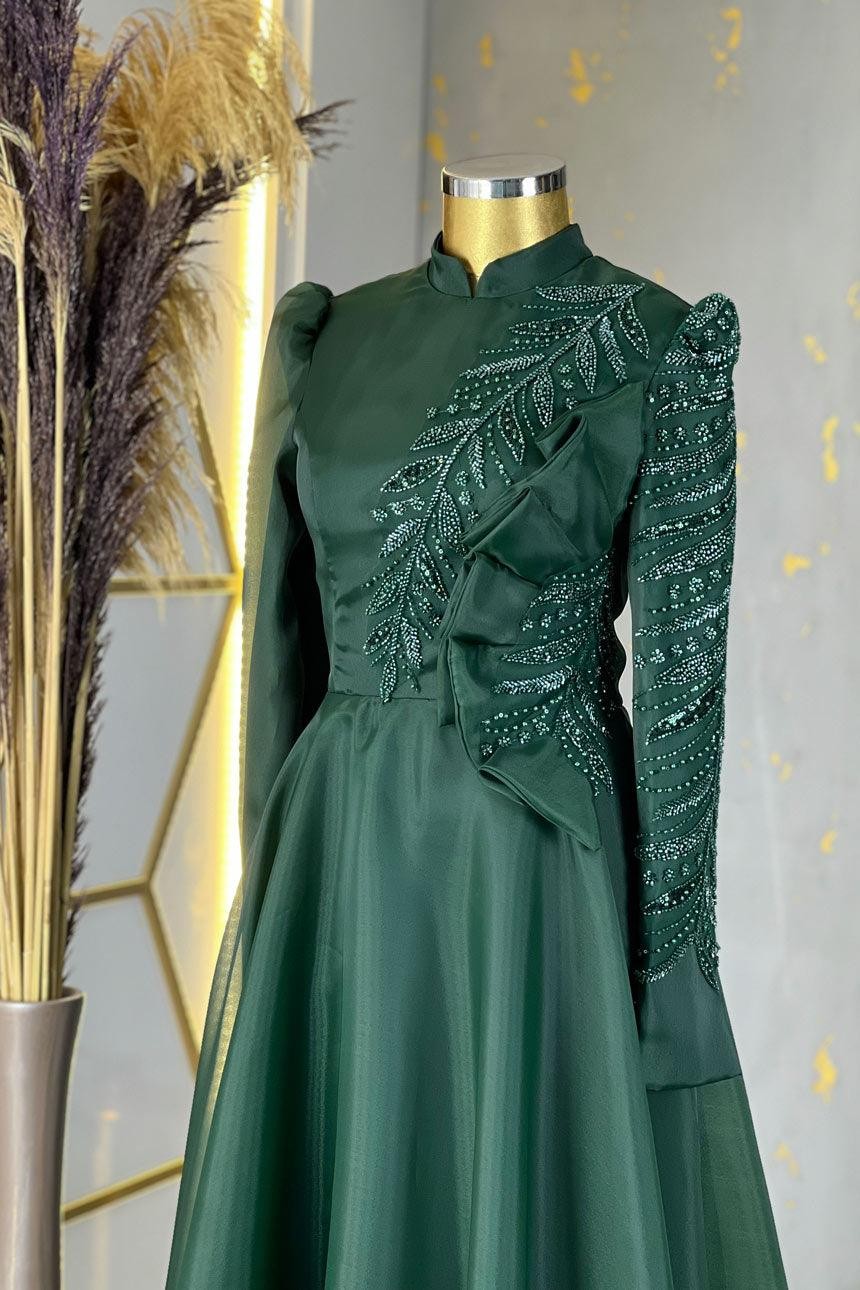 Ela Hijab Abendkleid Smaragd