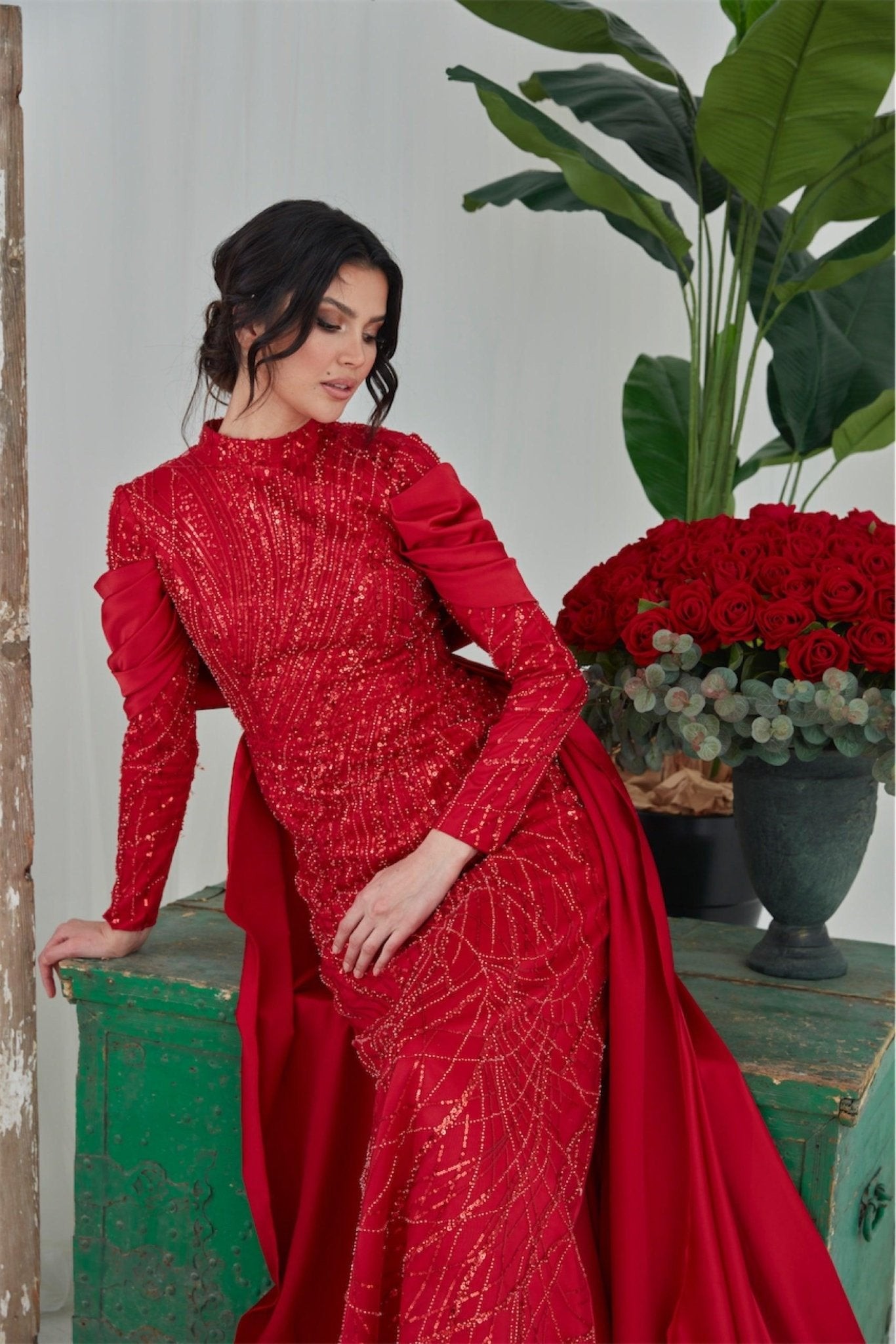 Sahra Hijab Abendkleid Hijab - Rot