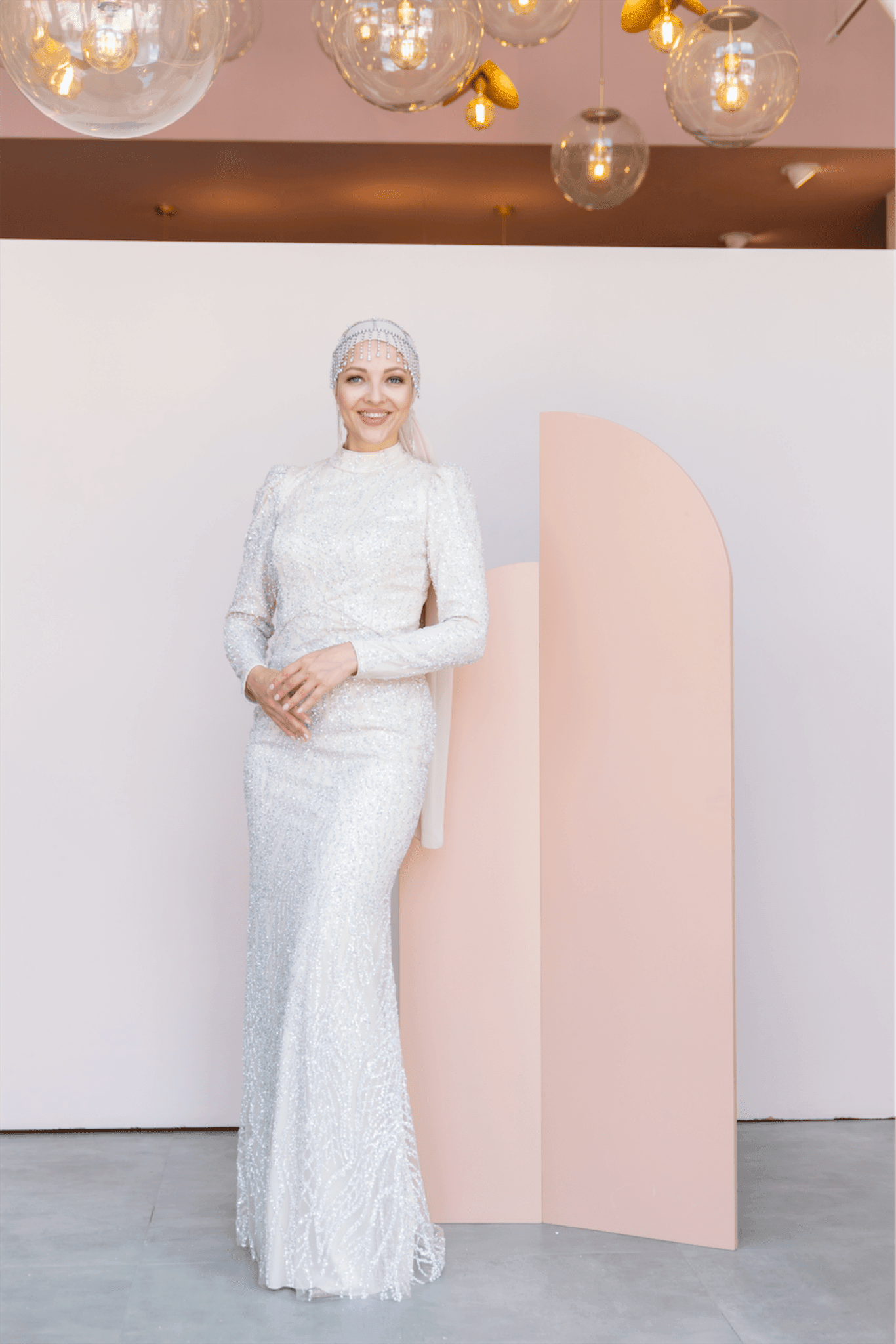 Asilen Hijab Evening Dress - Stone