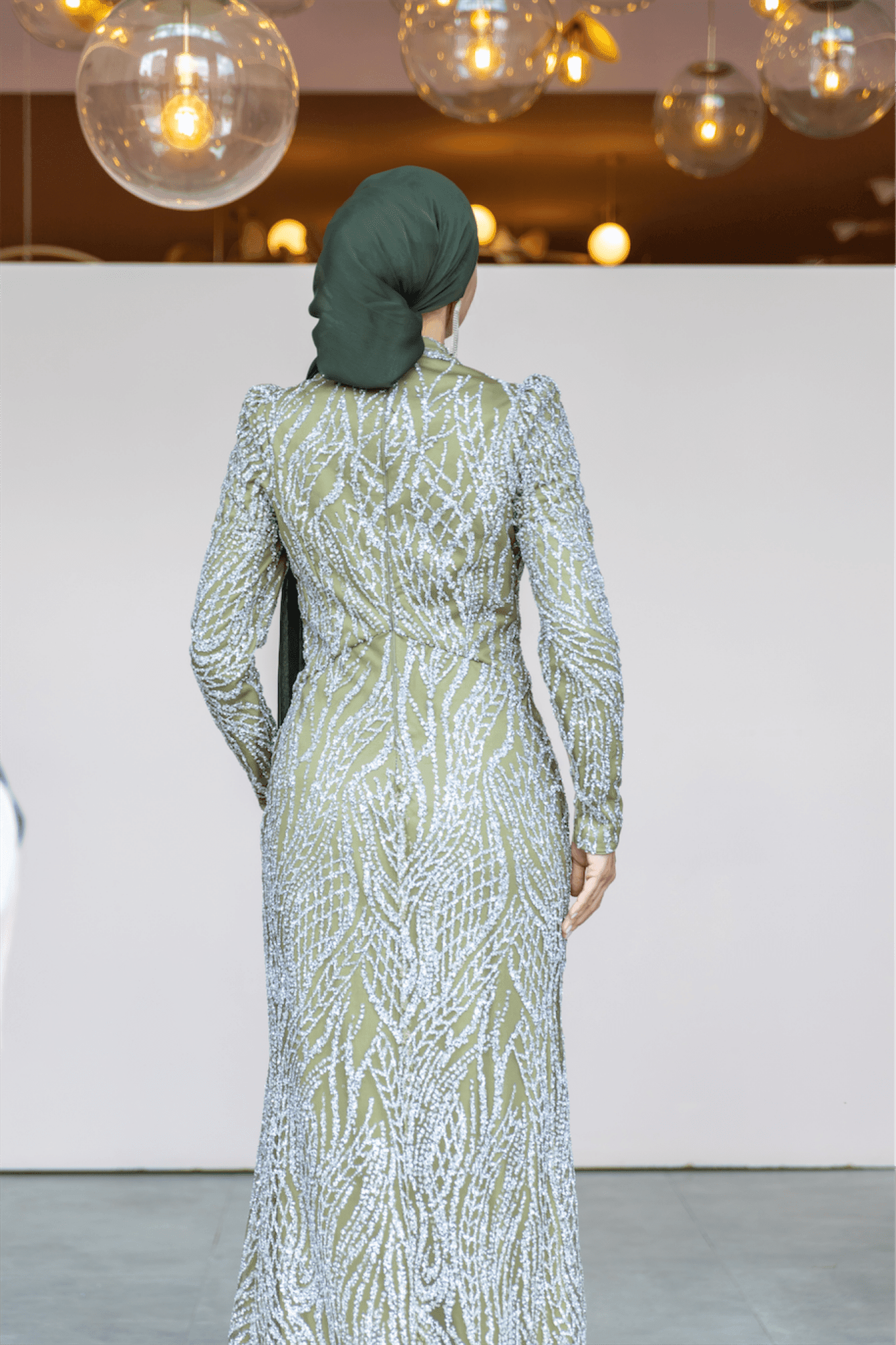 Asilen Hijab Evening Dress - Green