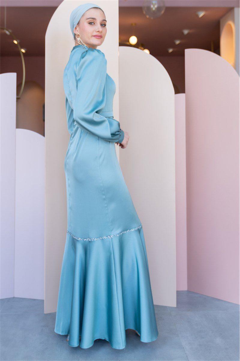 Sena Hijab Satin Evening Dress - Mint